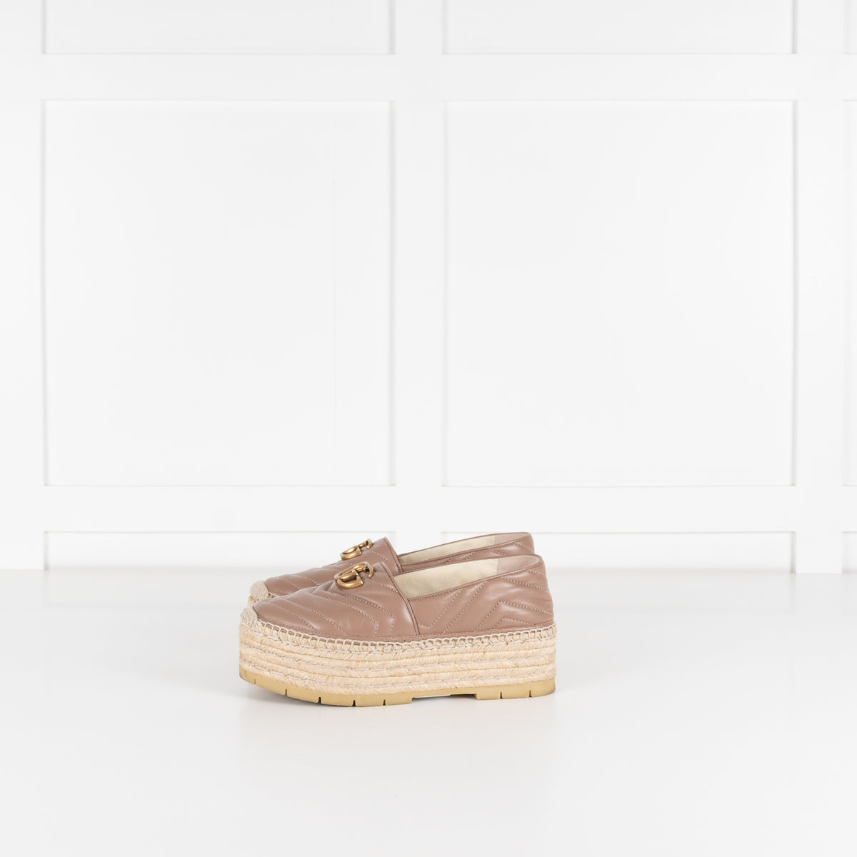 Gucci Beige Marmont Platform Espadrille