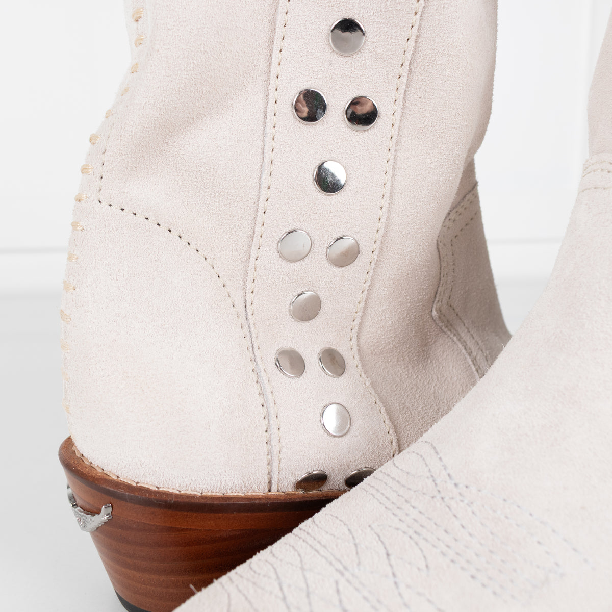 Zadig & Voltaire Preloved Pilar Cream Suede Studded Boots