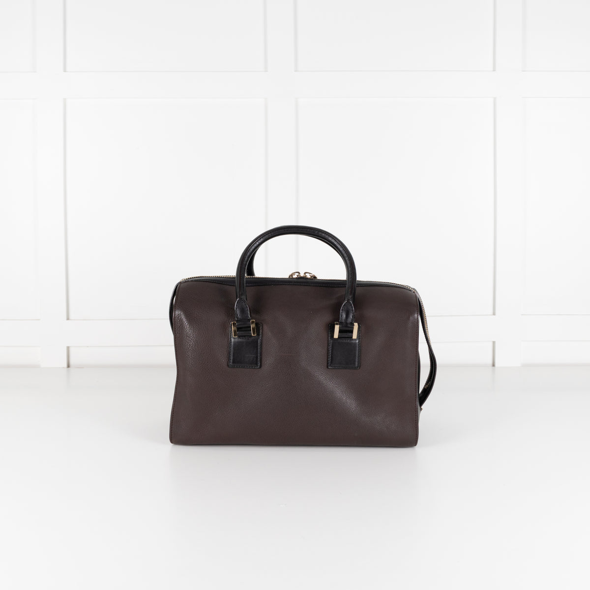 Victoria Beckham Number Brown Tote With Black Handles