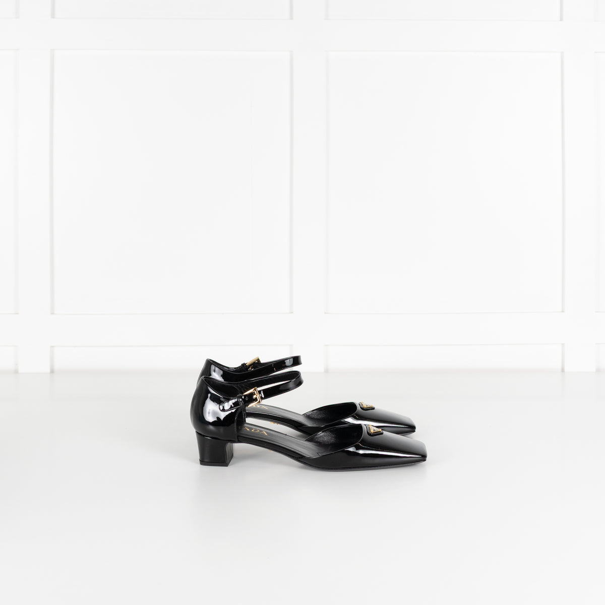 Prada Black Patent Leather Square Toe Pumps