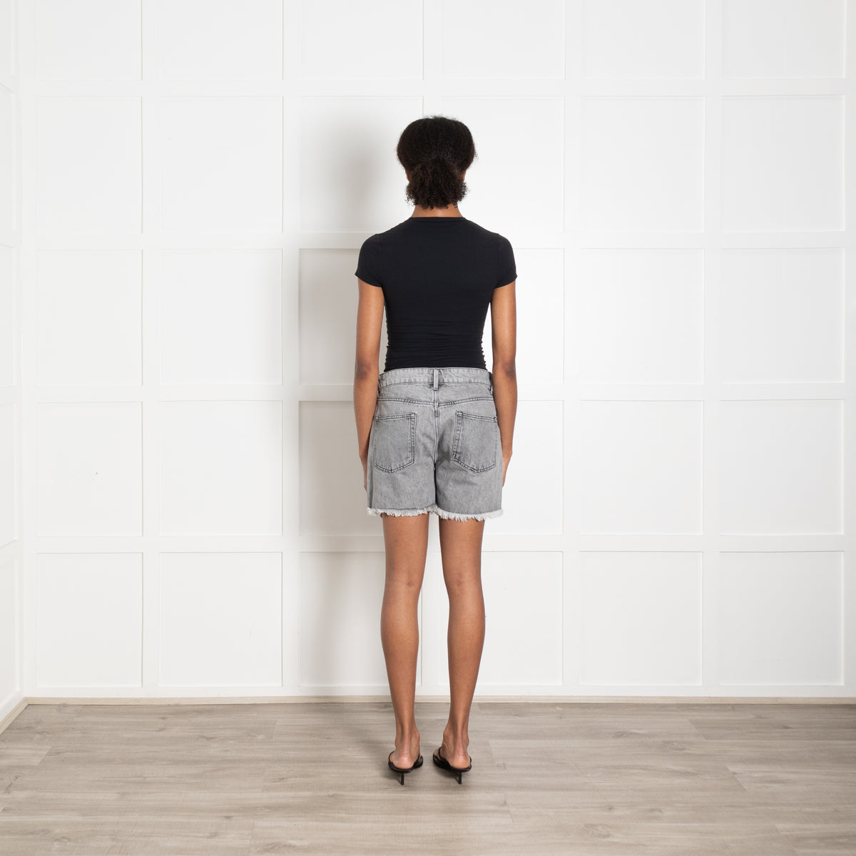 Raey Grey Denim Raw Edge Shorts