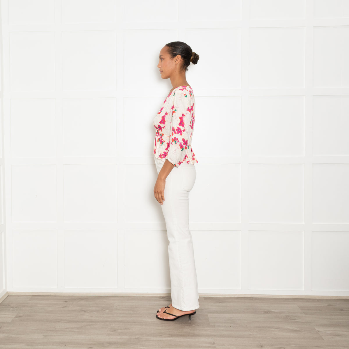 ba&sh Pink Floral Peplum Top