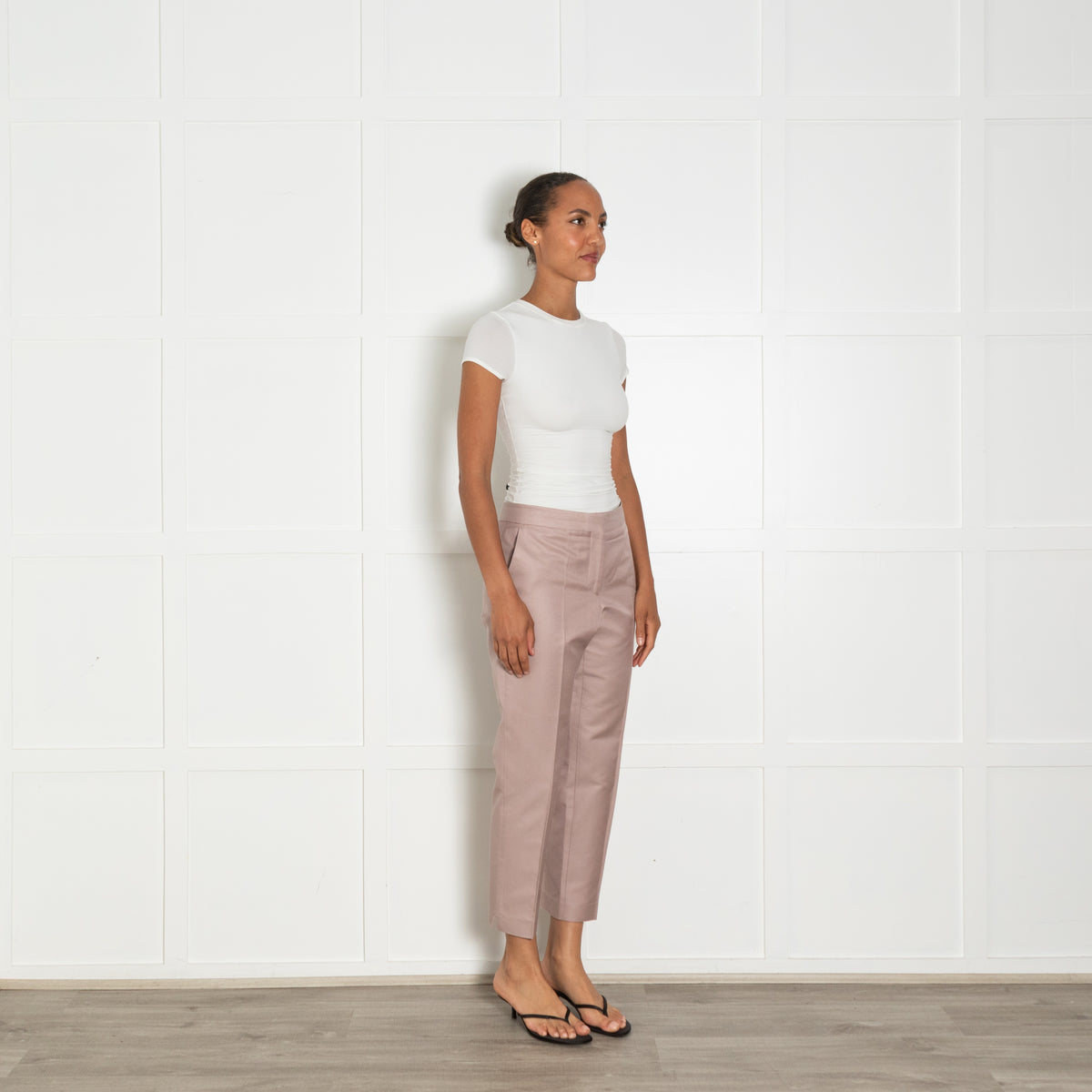 Salvatore Ferragamo Light Mauve Cotton Tailored Trousers UK 12