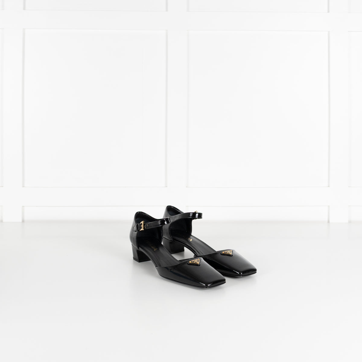 Prada Black Patent Leather Square Toe Pumps