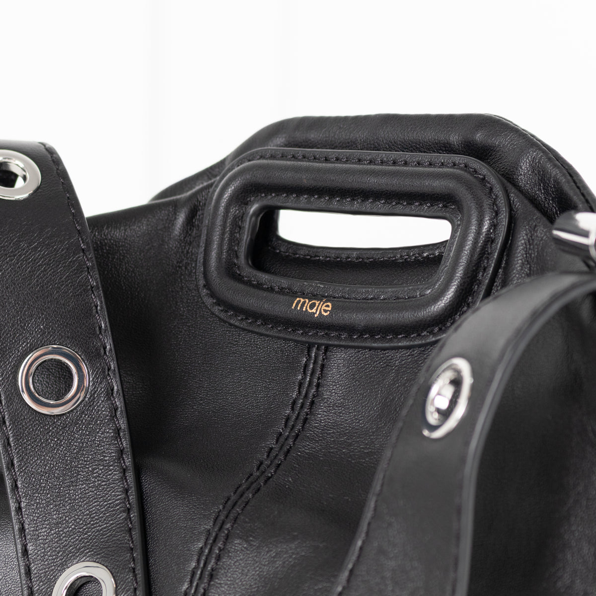 Maje Miss M Black Leather Fringed Bag with Crossbody
