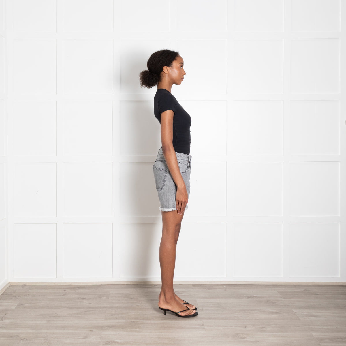 Raey Grey Denim Raw Edge Shorts