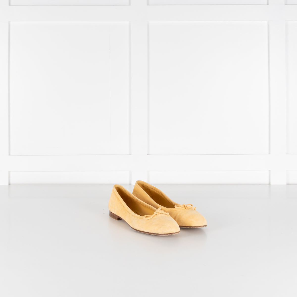 Manolo Blahnik Lemon Yellow Suede Ballet Flats