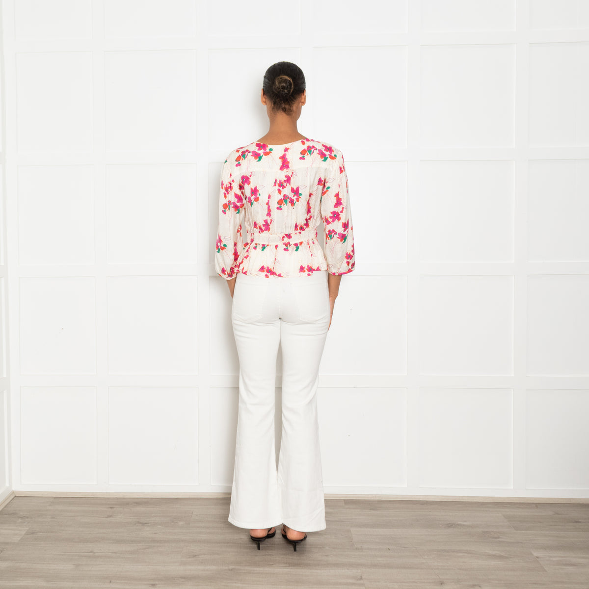 ba&sh Pink Floral Peplum Top