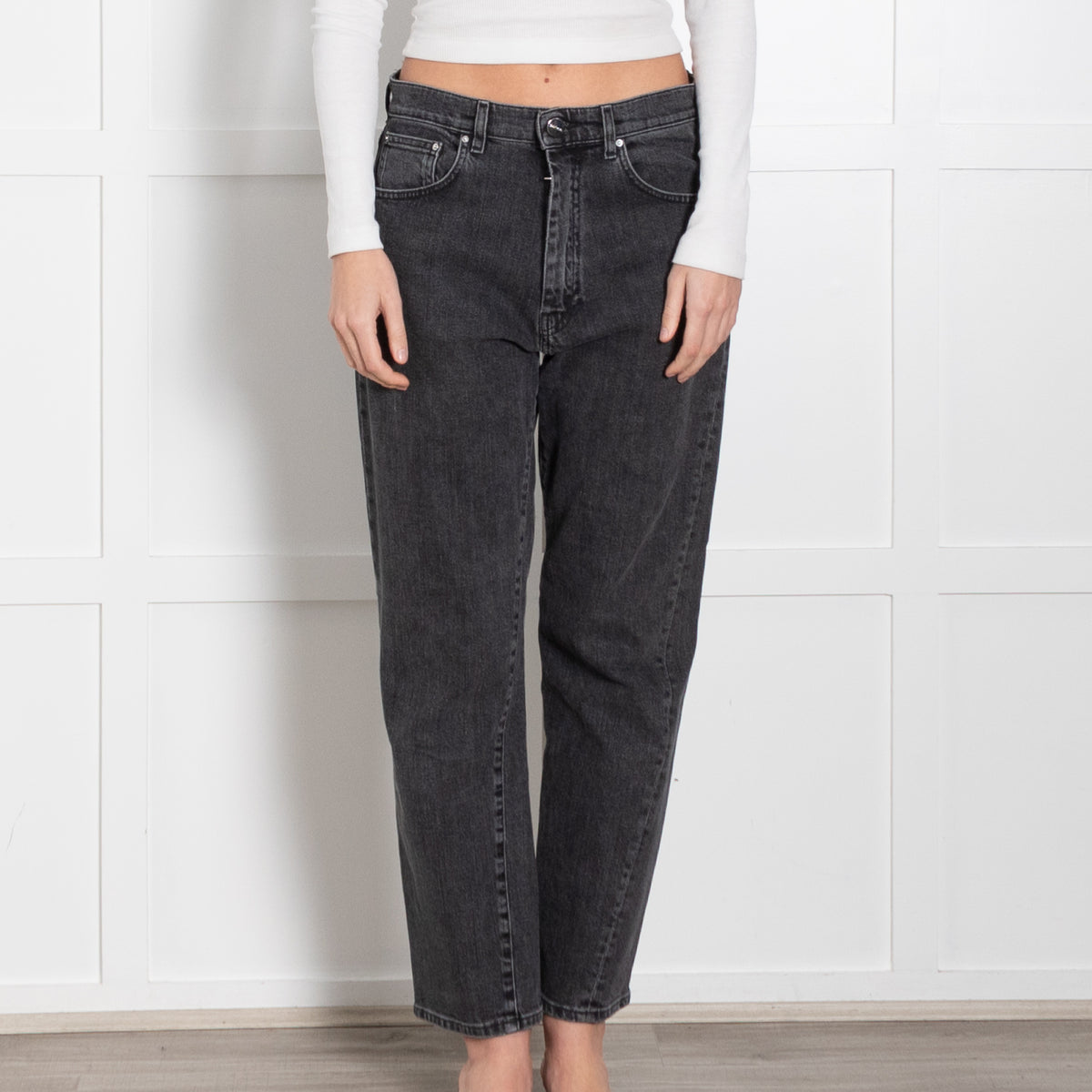 Toteme Grey Denim Twisted Seam Straight Leg Jeans