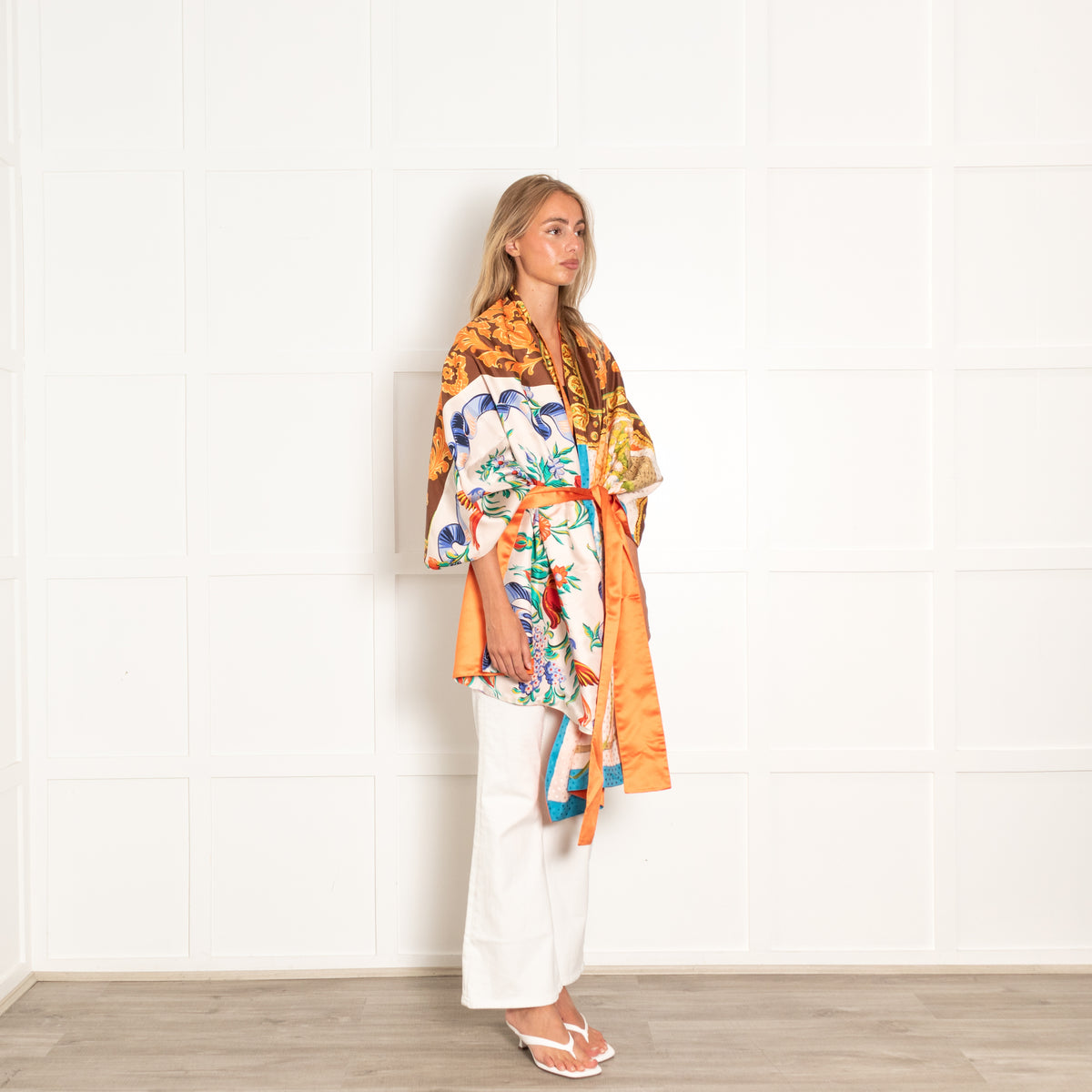 Rianna + Nina Multicolour Silk Stola With Belt