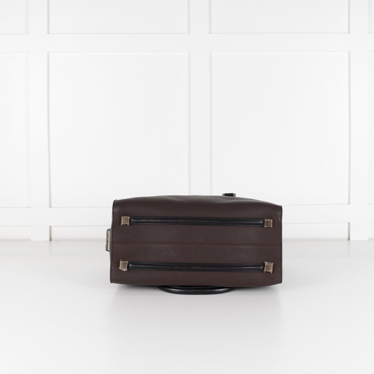 Victoria Beckham Number Brown Tote With Black Handles