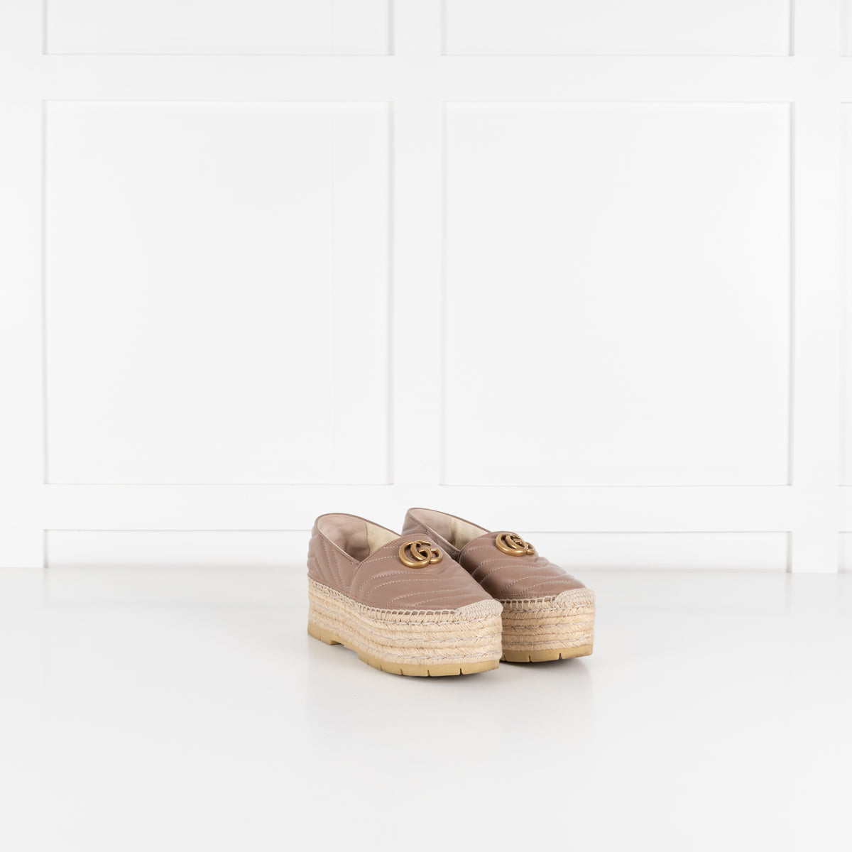 Gucci Beige Marmont Platform Espadrille