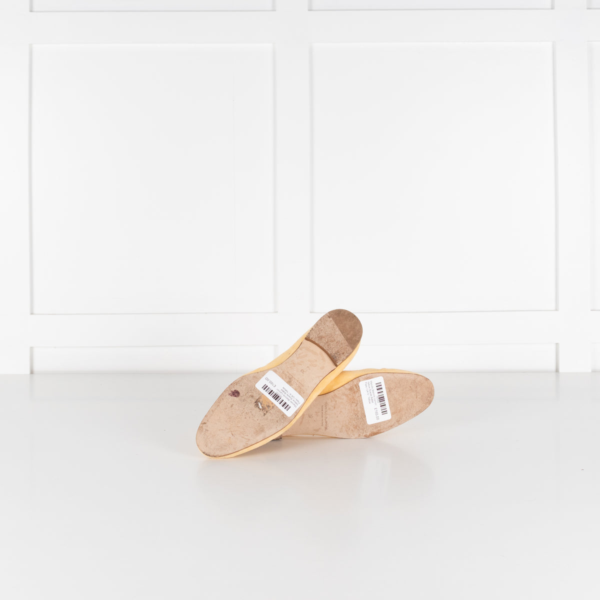 Manolo Blahnik Lemon Yellow Suede Ballet Flats