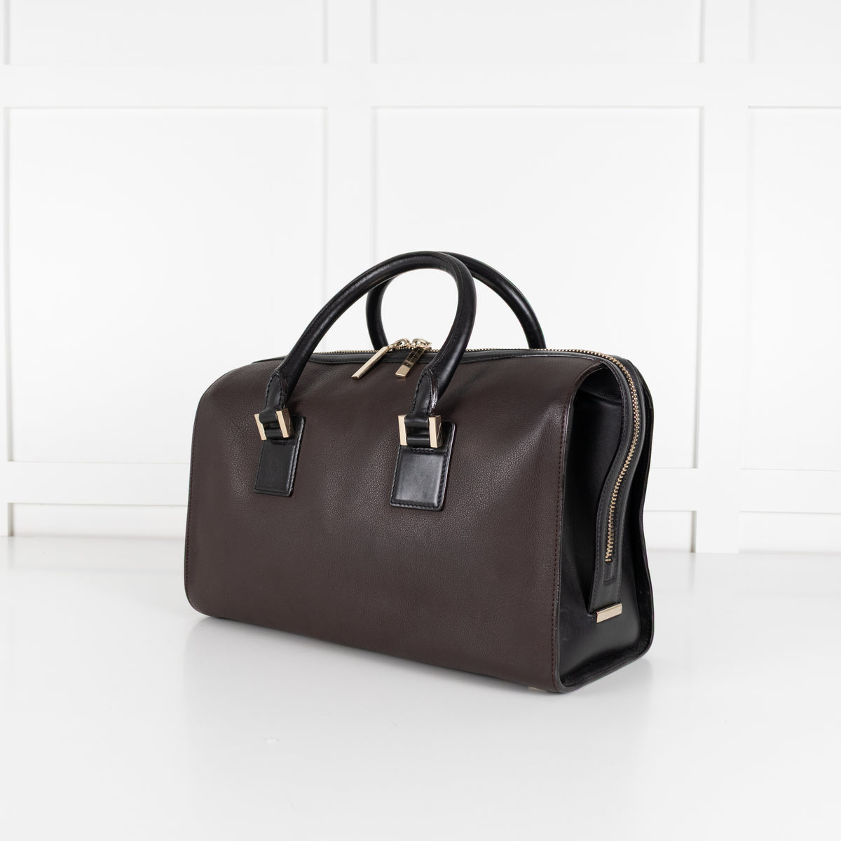 Victoria Beckham Number Brown Tote With Black Handles
