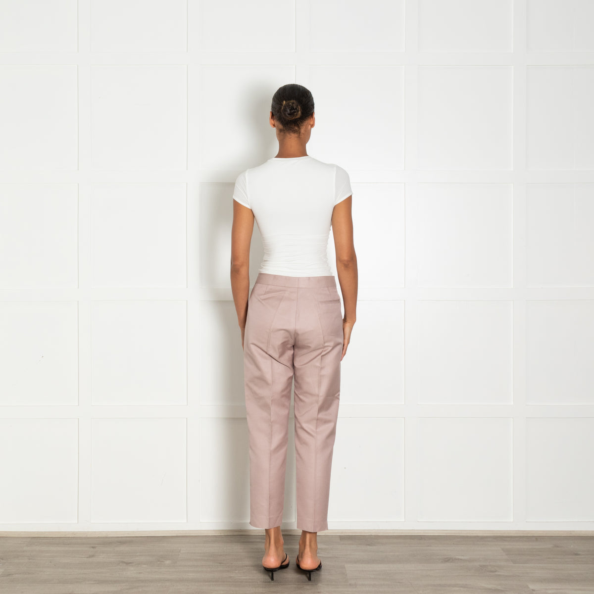 Salvatore Ferragamo Light Mauve Cotton Tailored Trousers UK 12