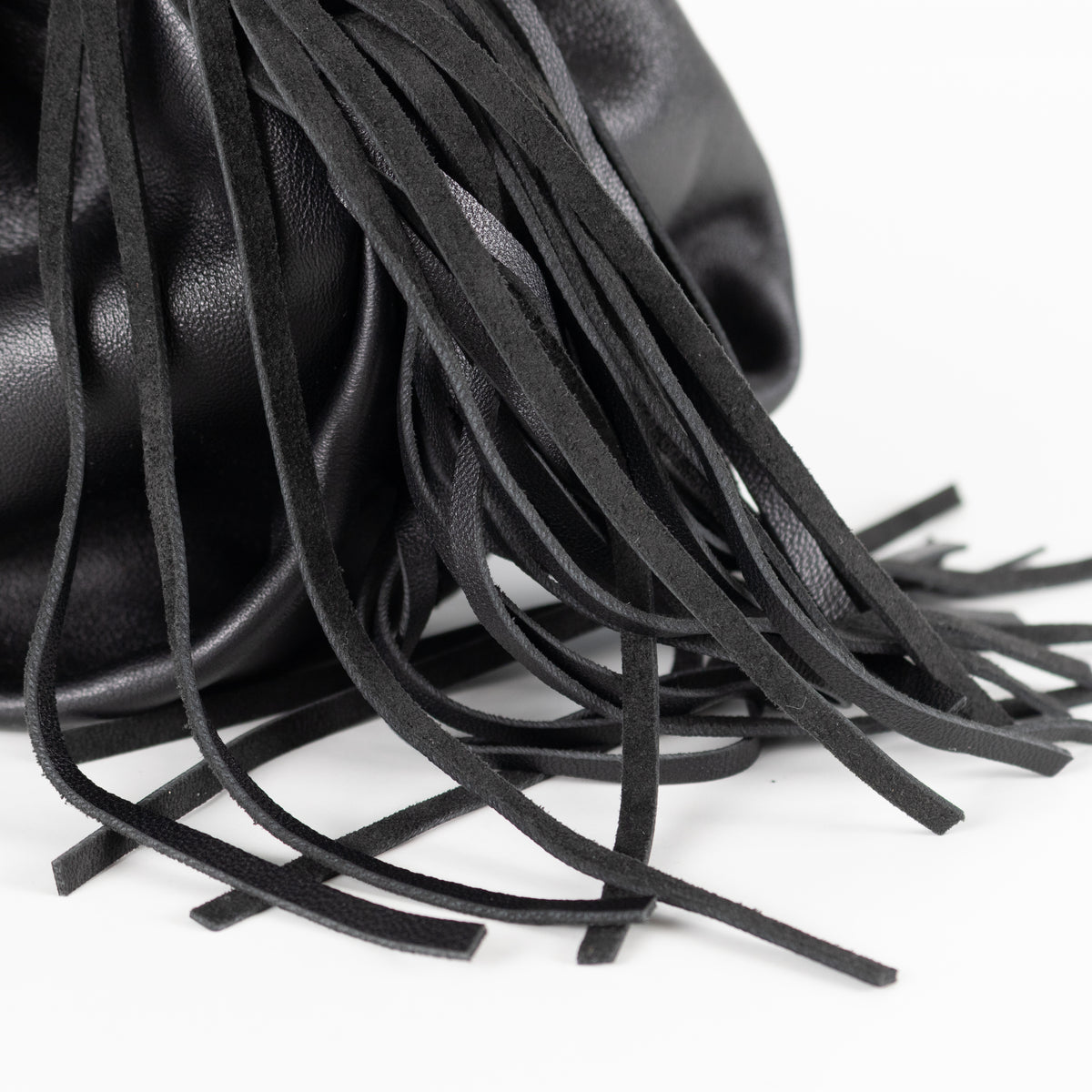 Maje Miss M Black Leather Fringed Bag with Crossbody