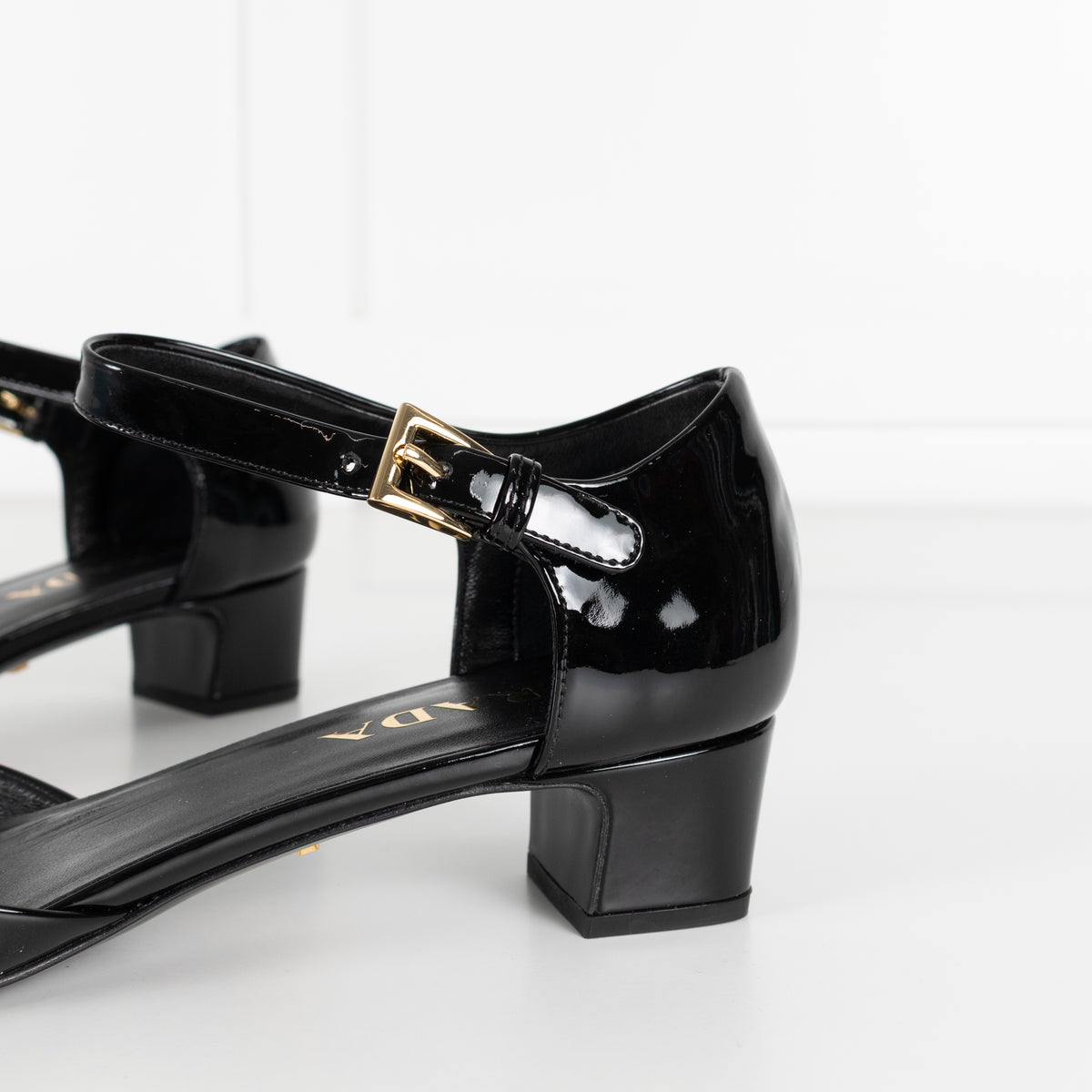 Prada Black Patent Leather Square Toe Pumps