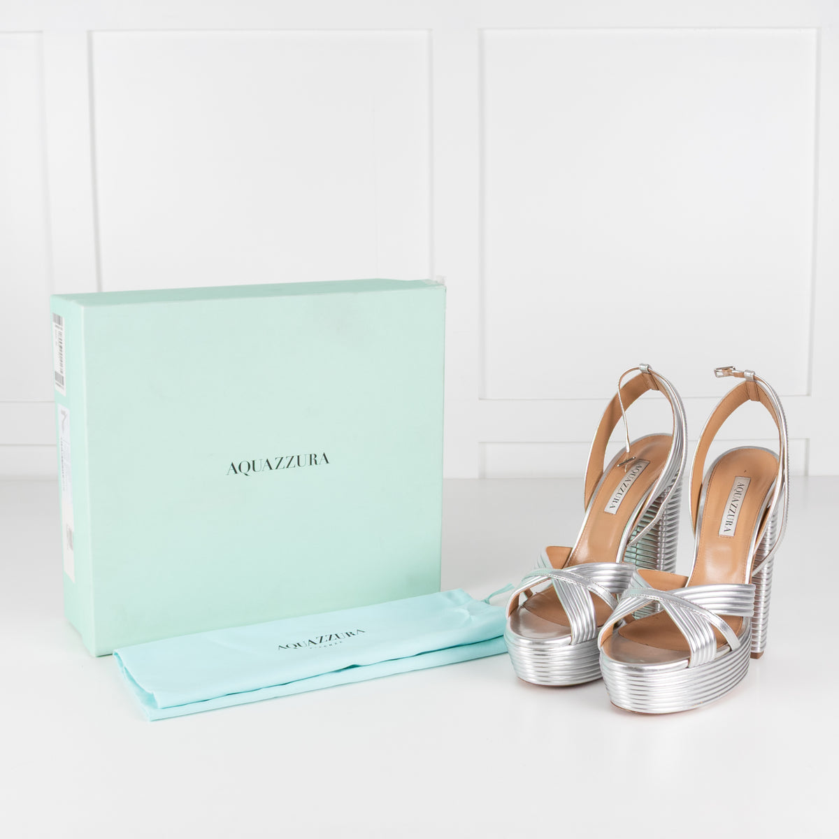Aquazurra Silver Platform Heels
