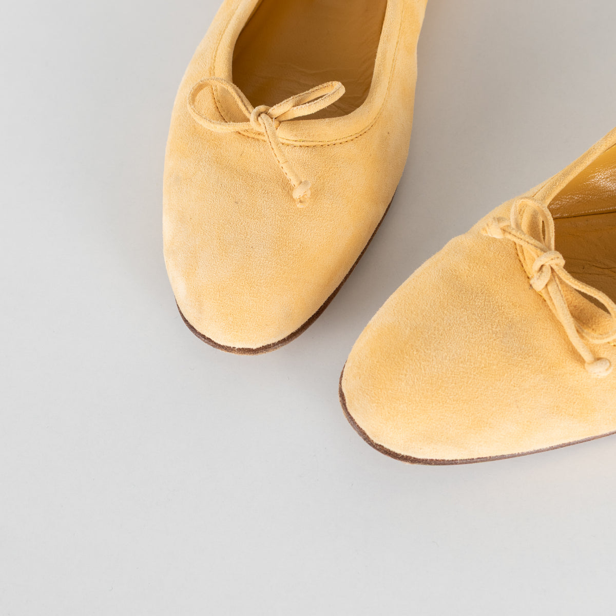 Manolo Blahnik Lemon Yellow Suede Ballet Flats