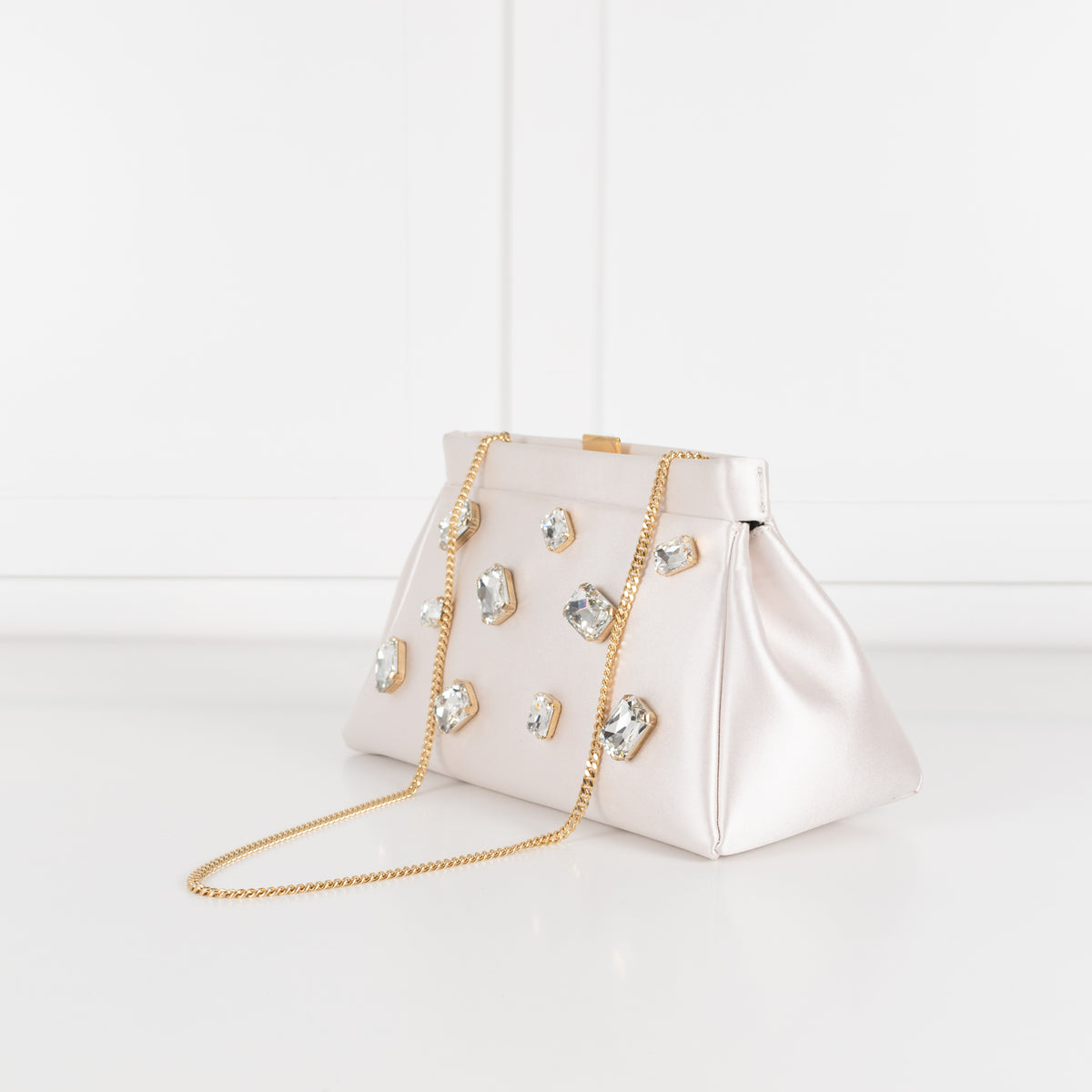 DeMellier Cannes Satin Clutch with Crystals