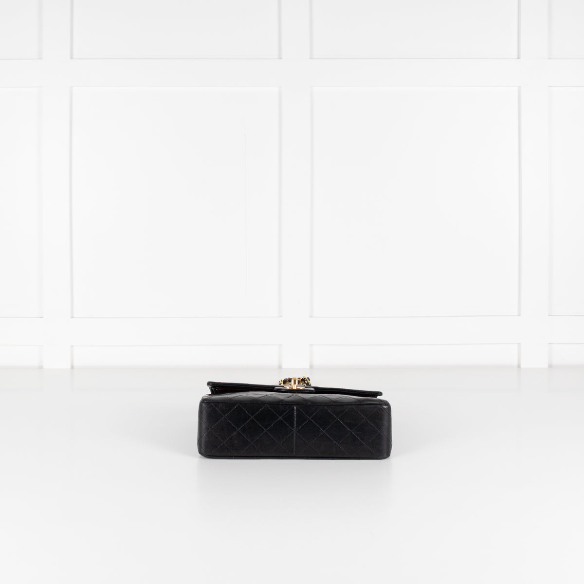 Chanel Black Lambskin Square Matelasse  Double Shoulder Bag
