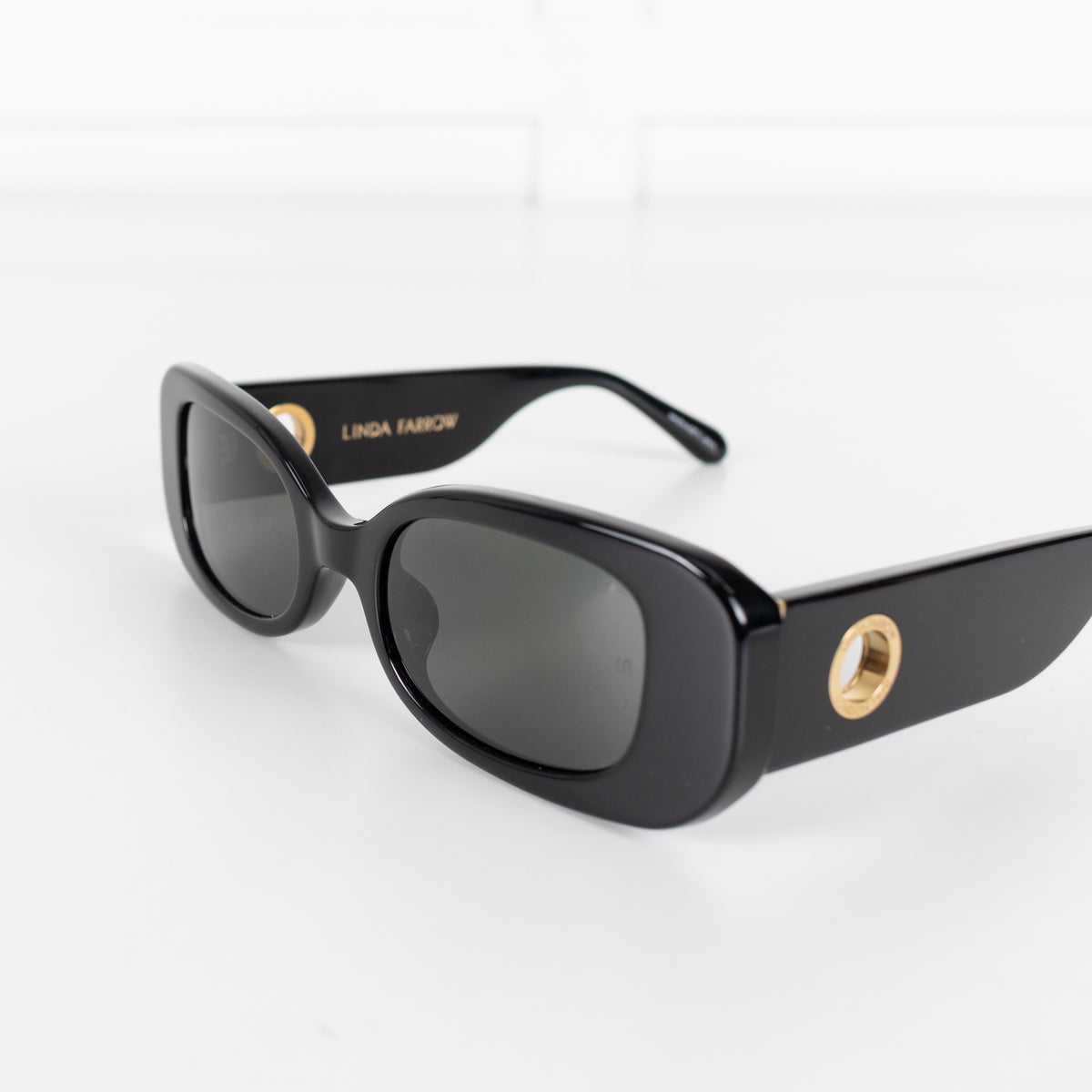 Linda Farrow Black Acetate Rectangle Shape