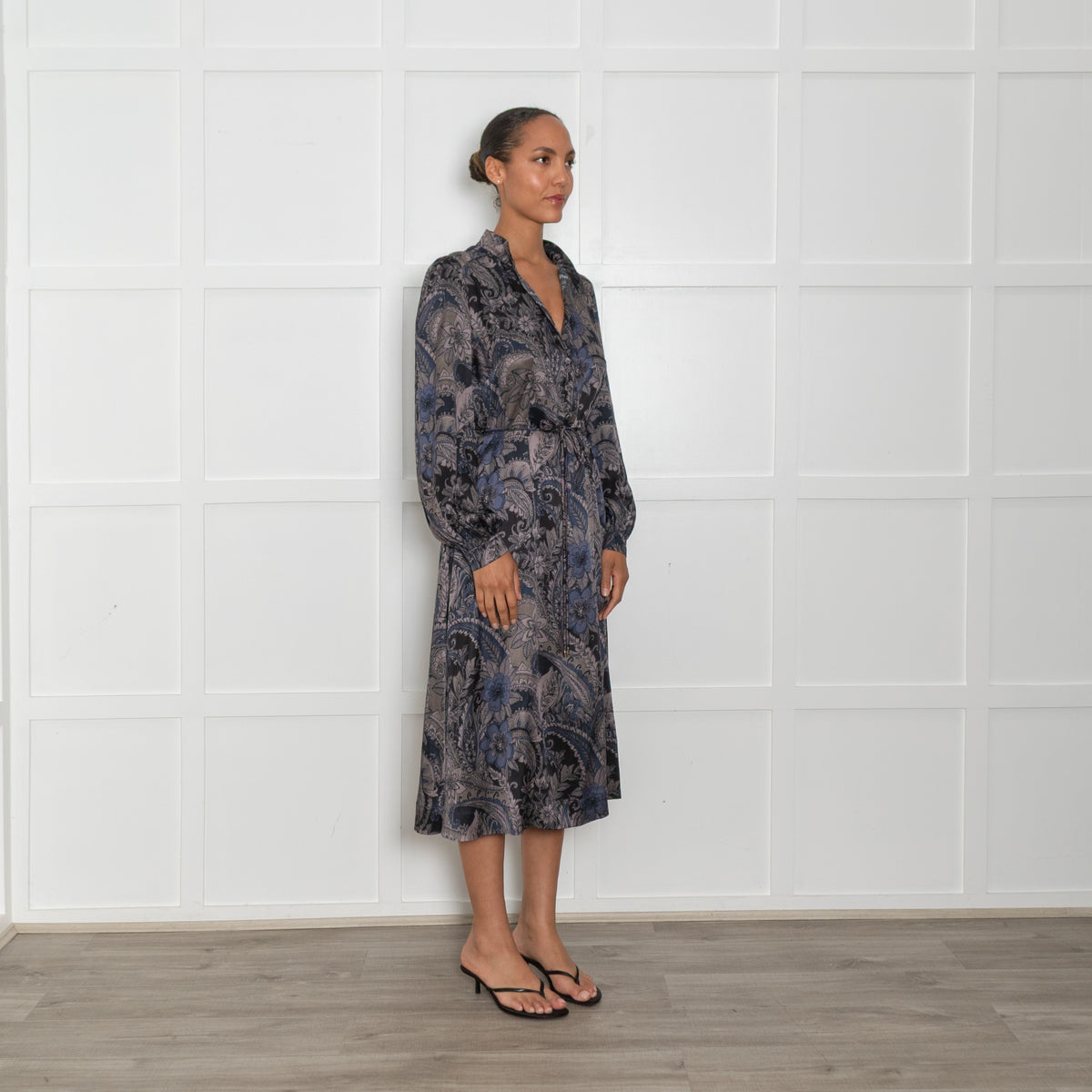 Dea Kudibal Black, Brown & Blue Floral Silk Dress