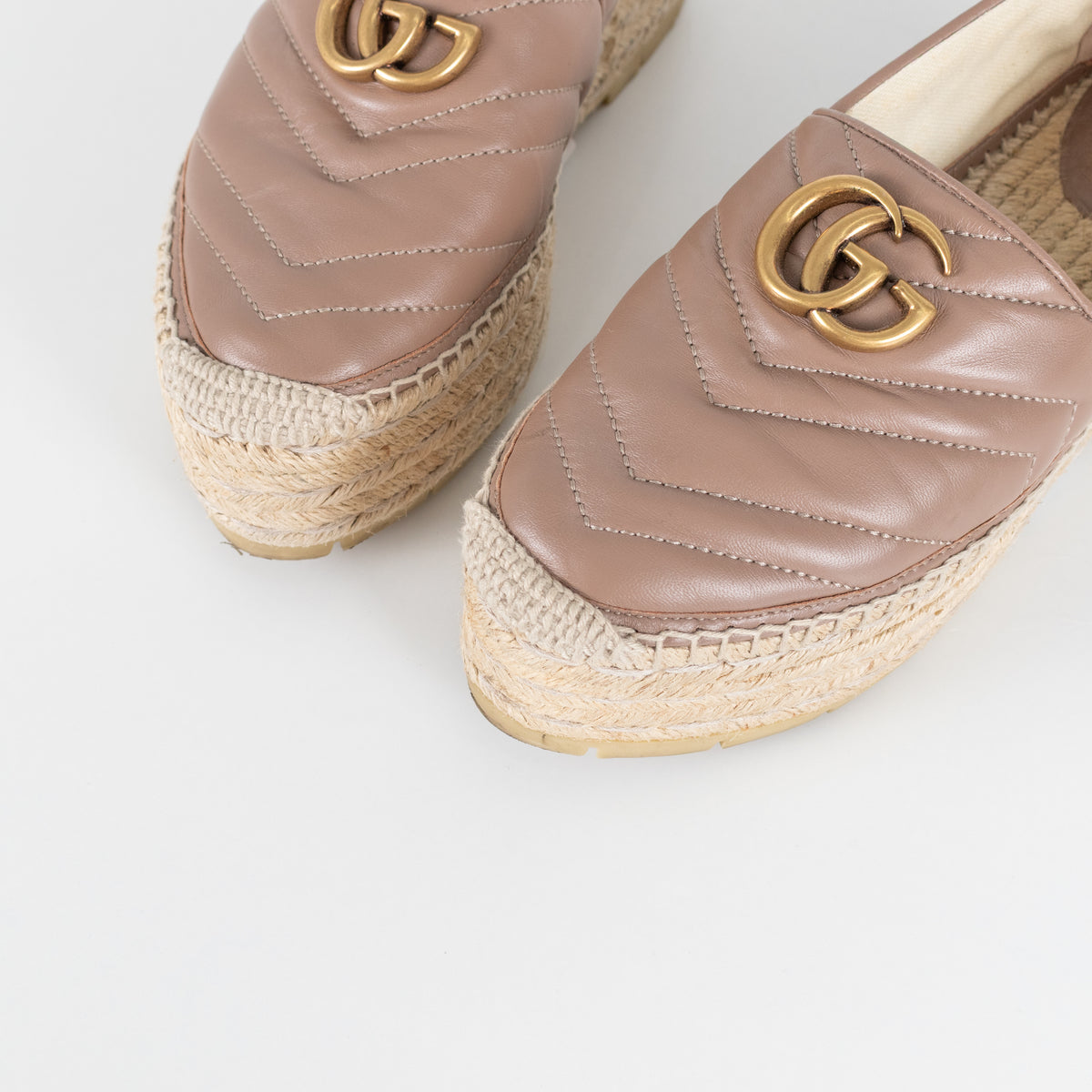 Gucci Beige Marmont Platform Espadrille