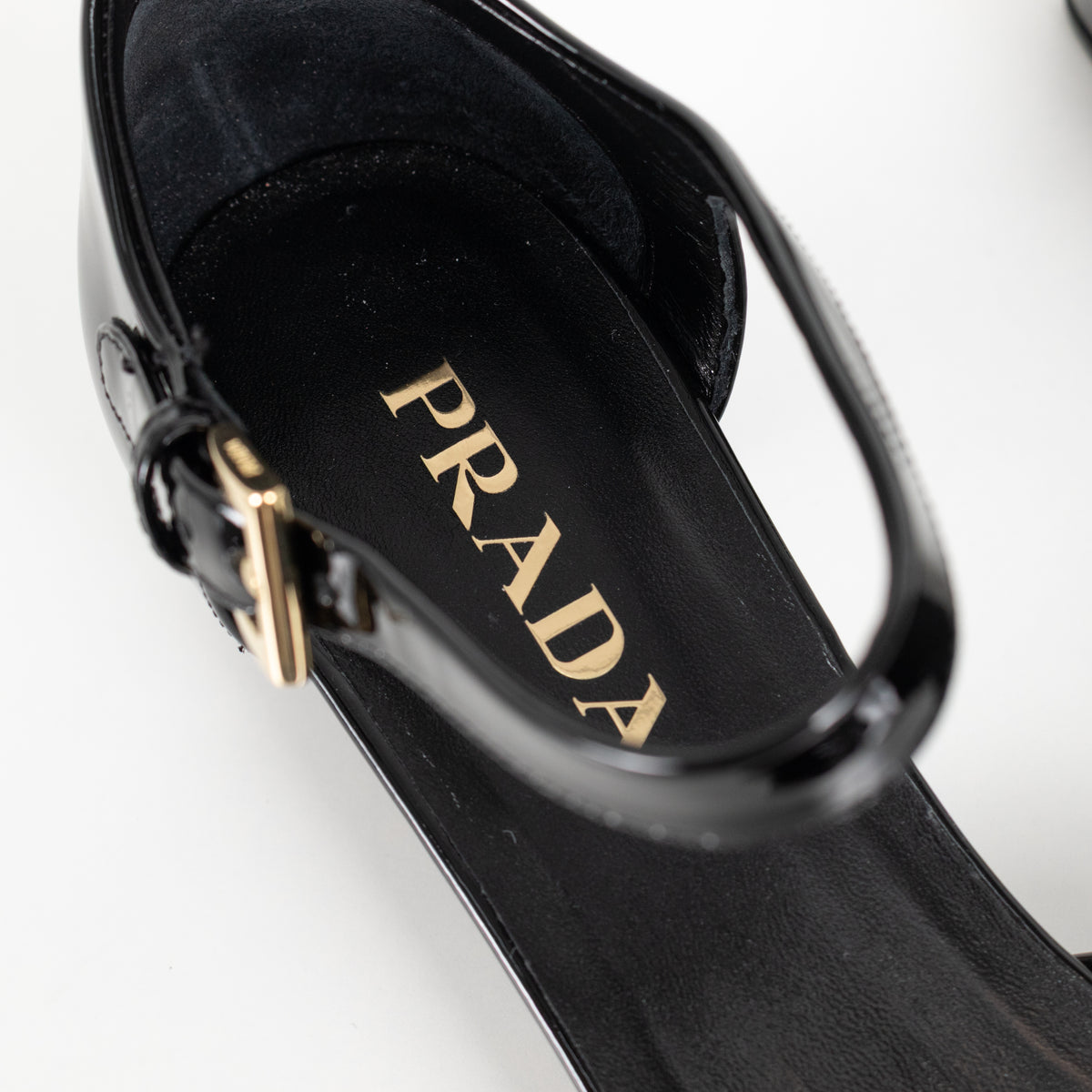 Prada Black Patent Leather Square Toe Pumps