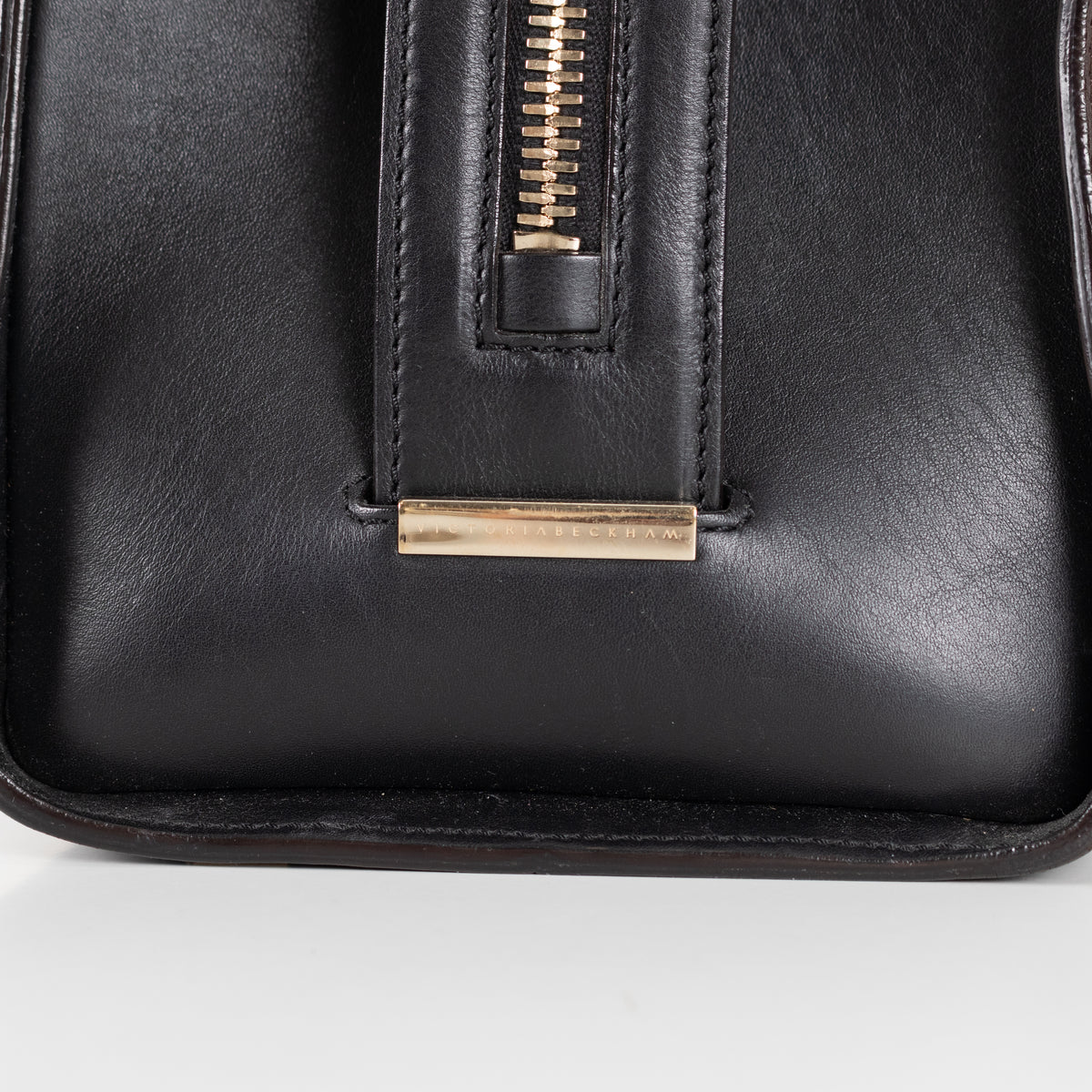 Victoria Beckham Number Brown Tote With Black Handles