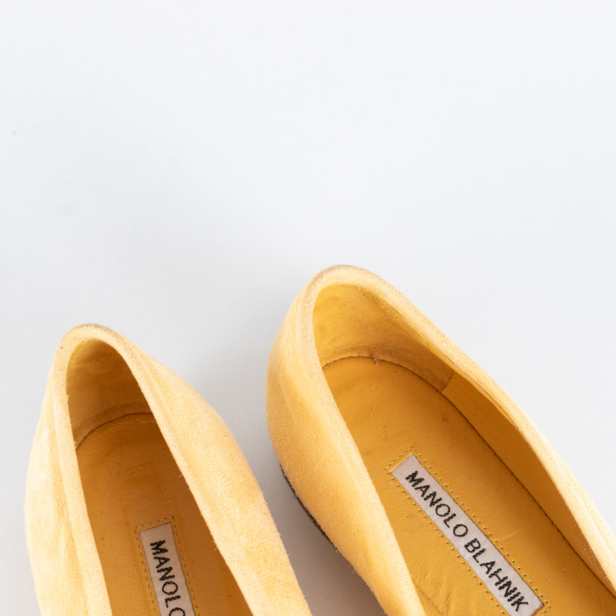 Manolo Blahnik Lemon Yellow Suede Ballet Flats