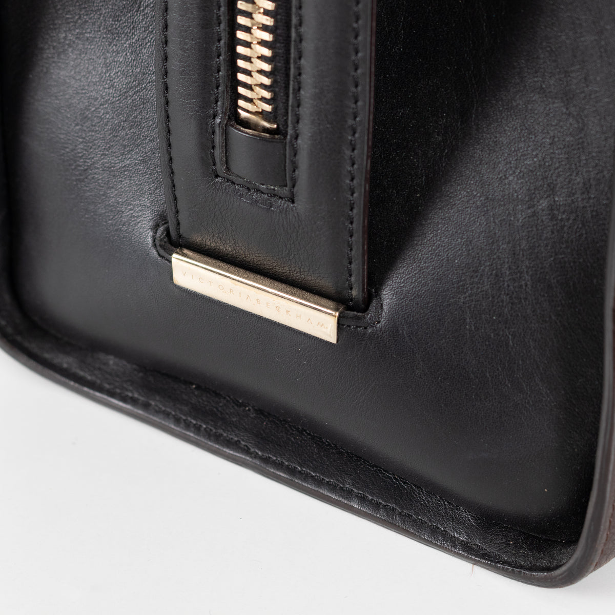 Victoria Beckham Number Brown Tote With Black Handles