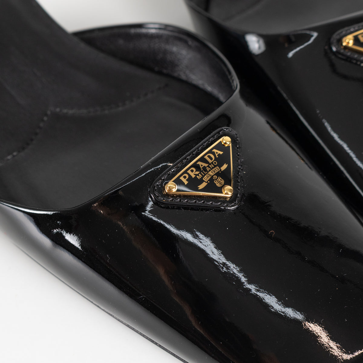 Prada Black Patent Leather Square Toe Pumps