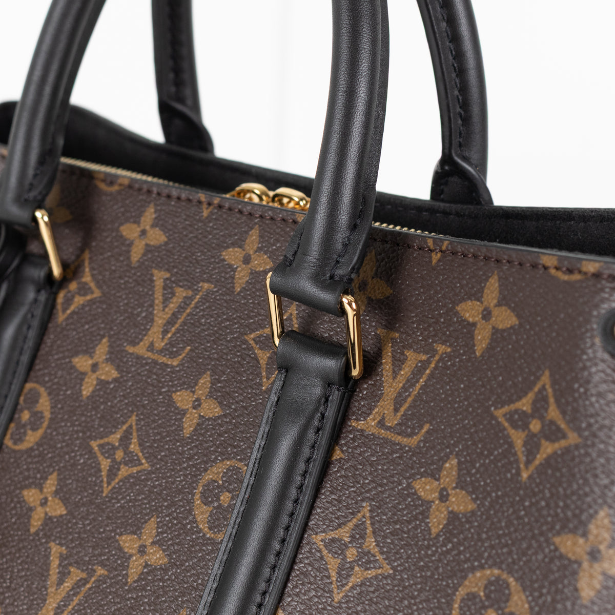 Louis Vuitton Brown Black Monogram Macassar Soufflot MM Handbag