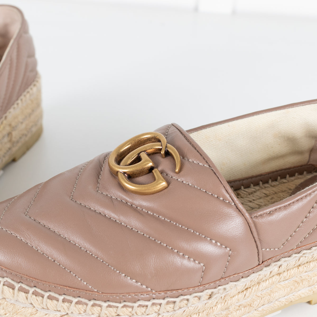 Gucci Beige Marmont Platform Espadrille