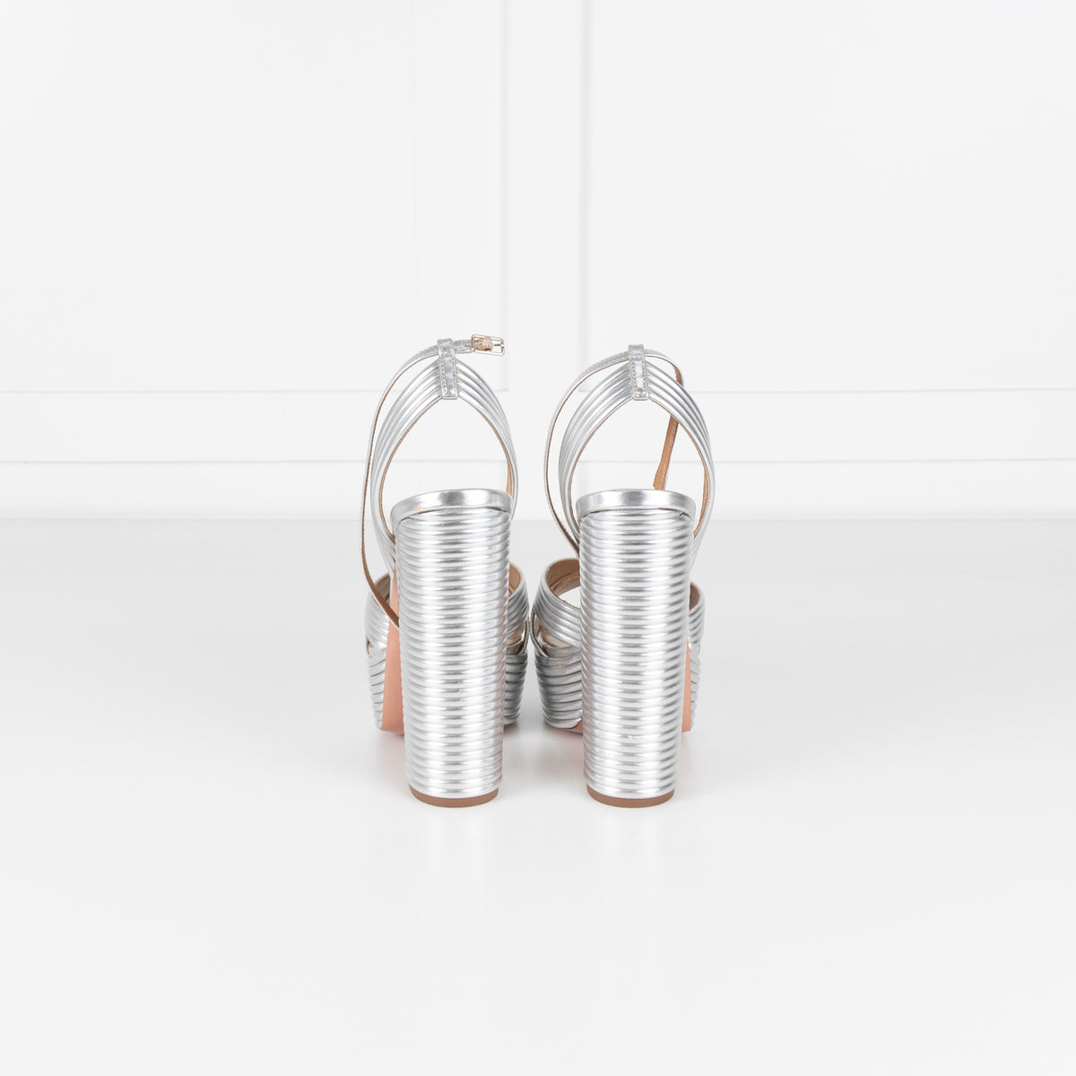 Aquazurra Silver Platform Heels
