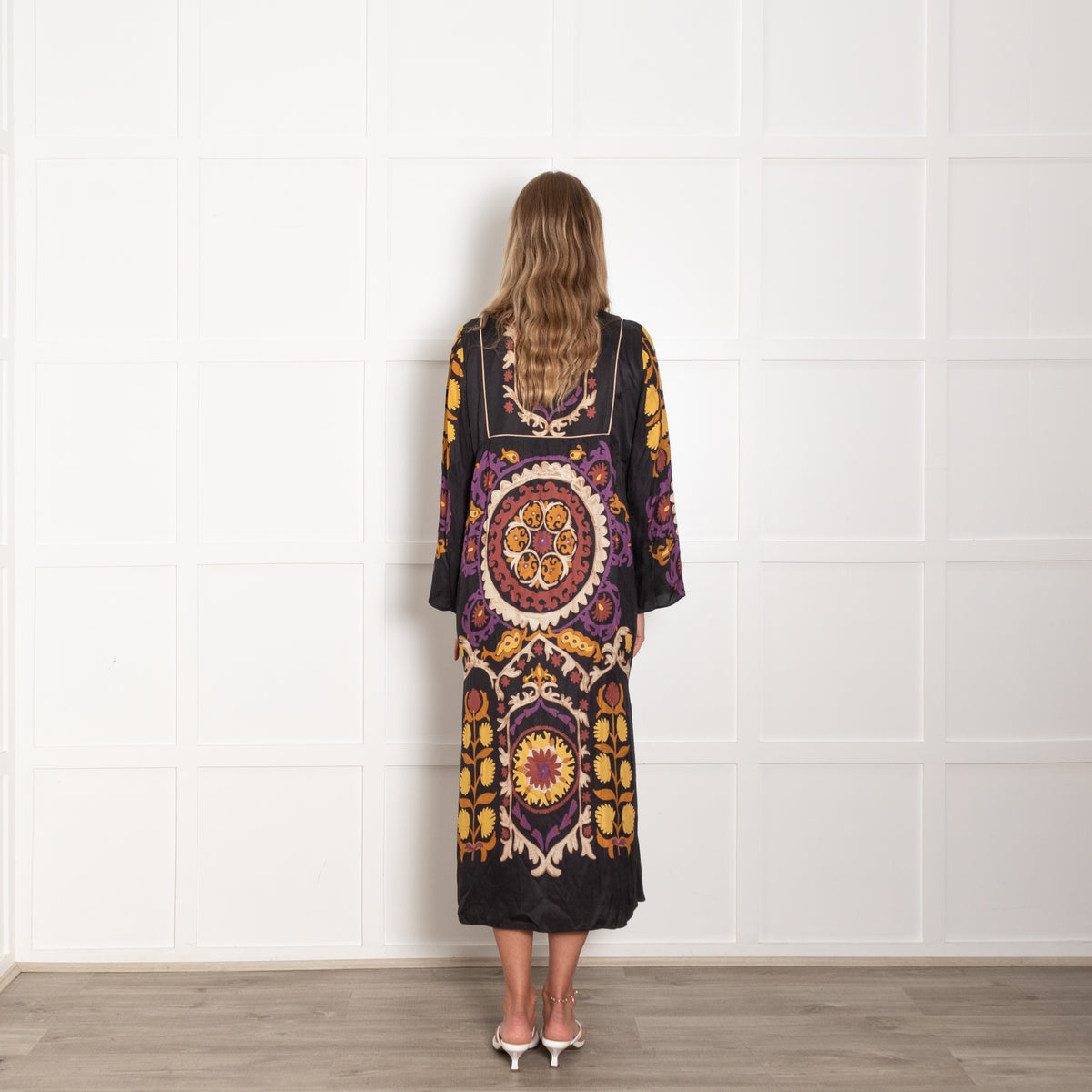 Ba&Sh Black Orange Purple Floral Maxi Dress