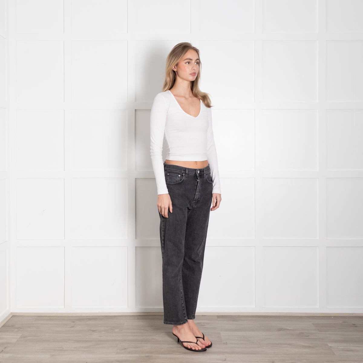 Toteme Grey Denim Twisted Seam Straight Leg Jeans