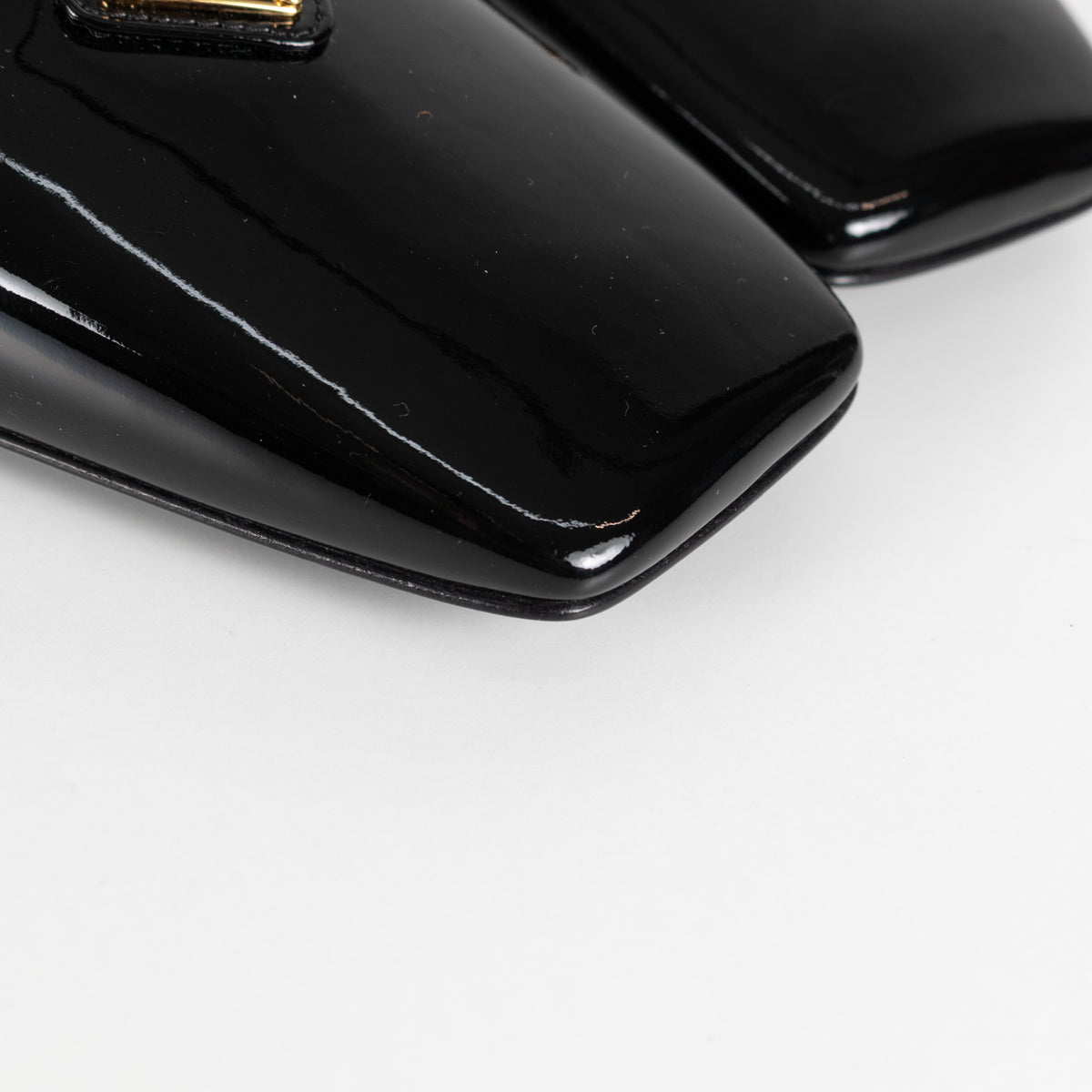 Prada Black Patent Leather Square Toe Pumps