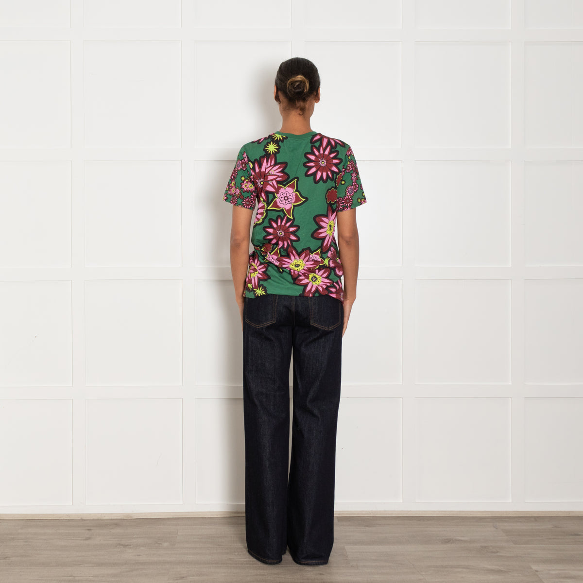 House Of Holland Green And Pink Floral Print T Shirt