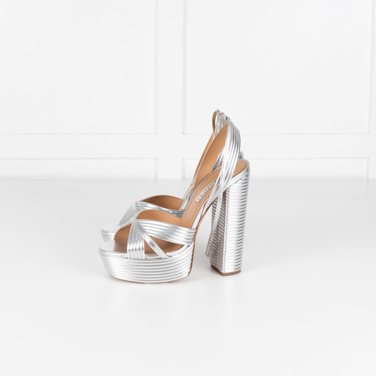 Aquazurra Silver Platform Heels