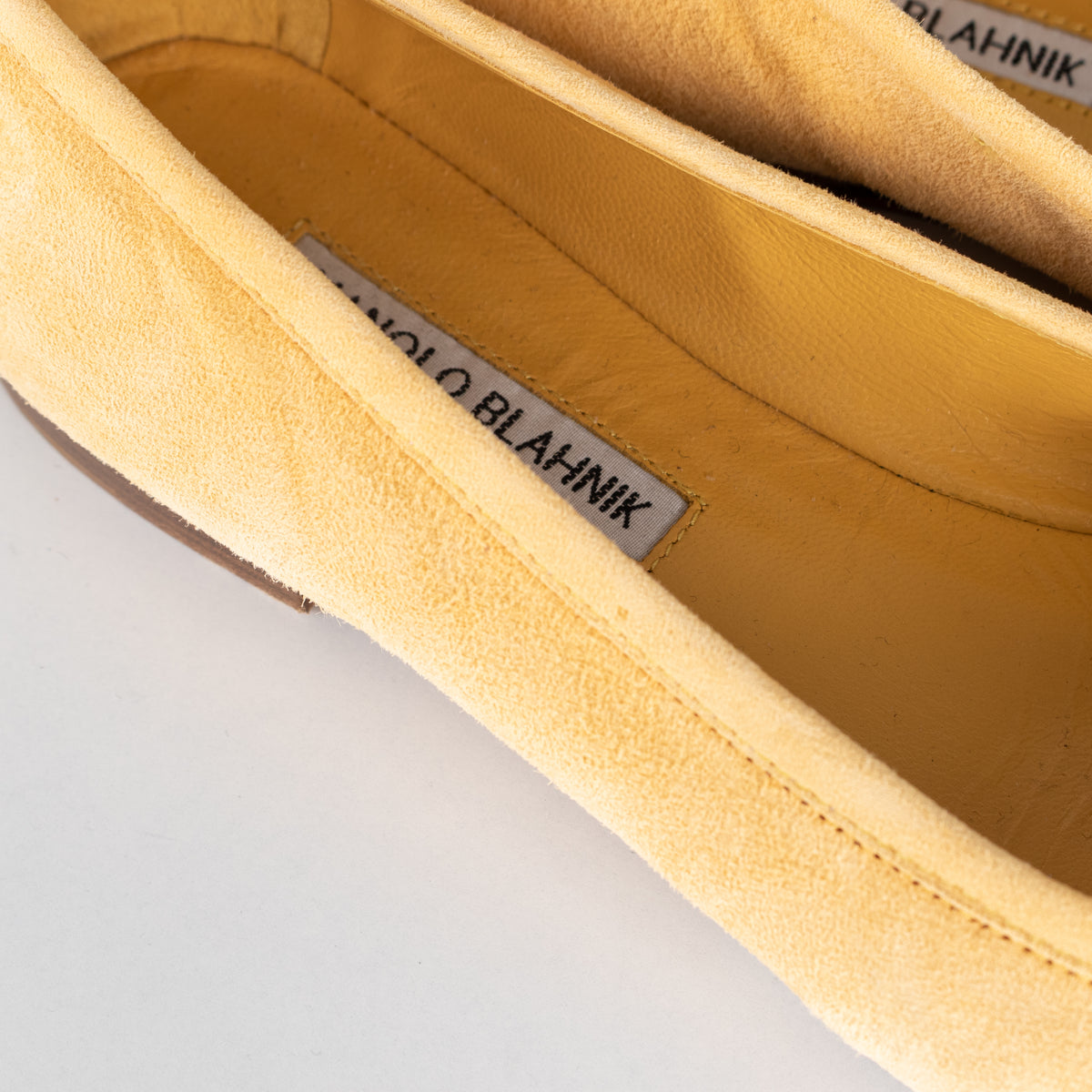 Manolo Blahnik Lemon Yellow Suede Ballet Flats