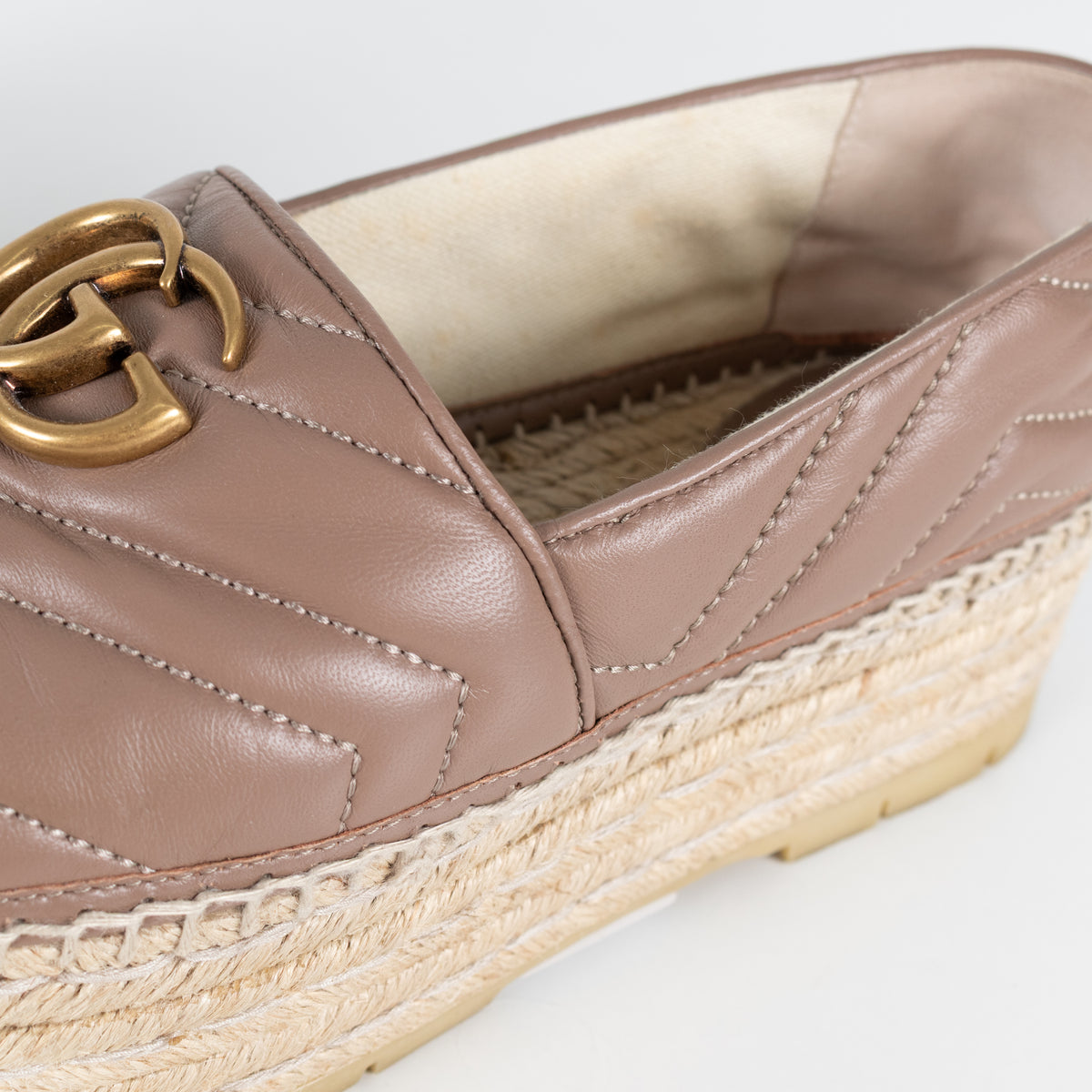 Gucci Beige Marmont Platform Espadrille
