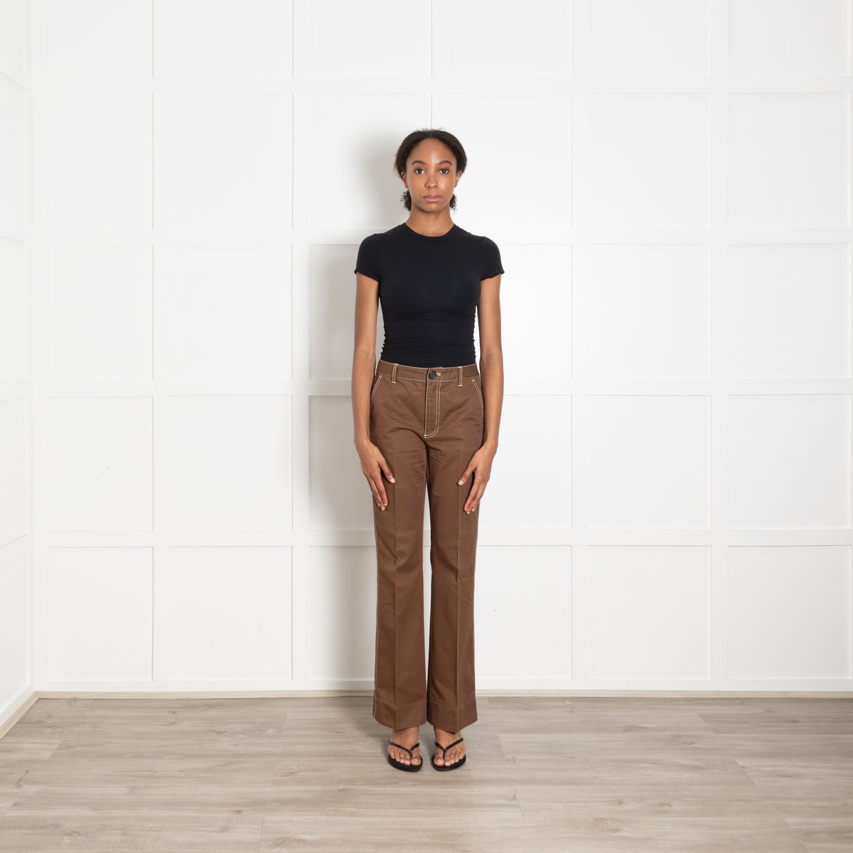 Marc By Marc Jacobs Brown Cotton Straight Leg Trousers