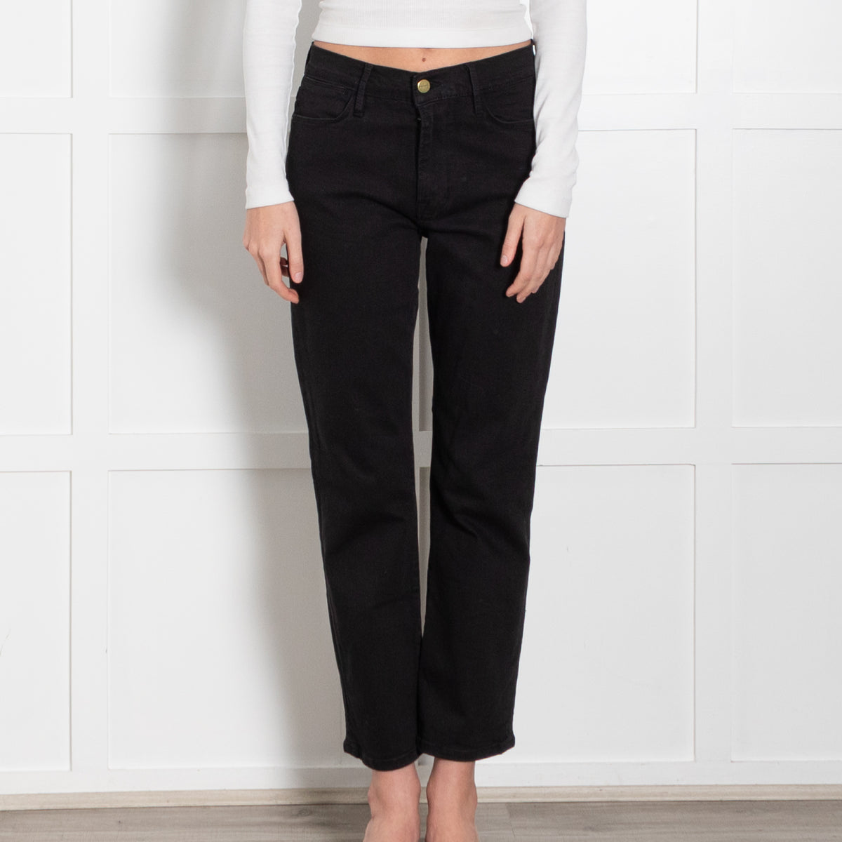 Frame Black Le High Straight Leg Jeans