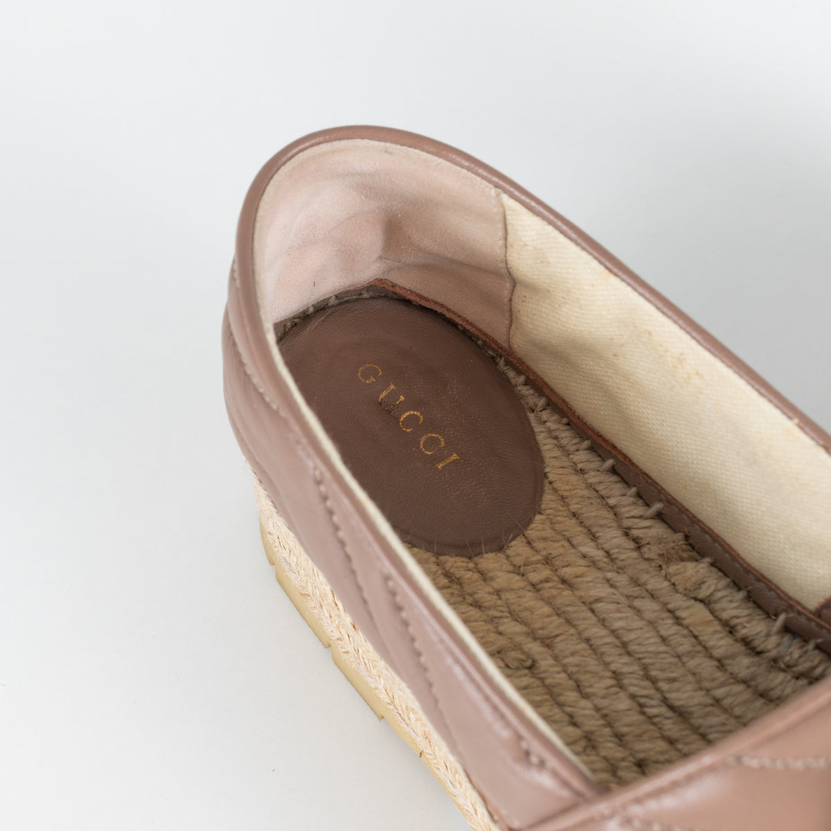 Gucci Beige Marmont Platform Espadrille