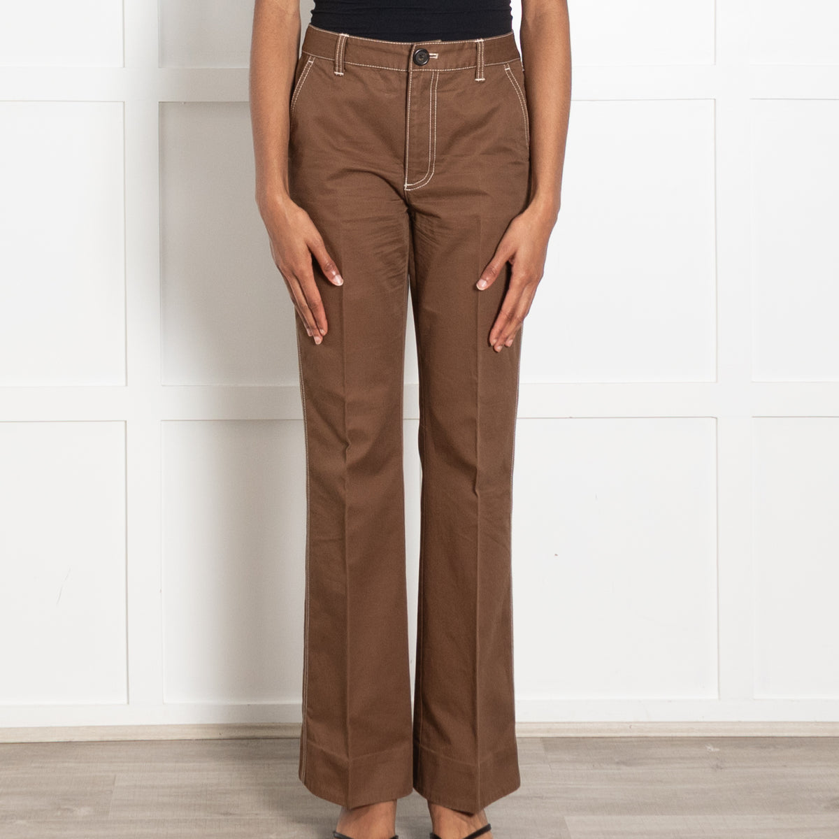 Marc By Marc Jacobs Brown Cotton Straight Leg Trousers