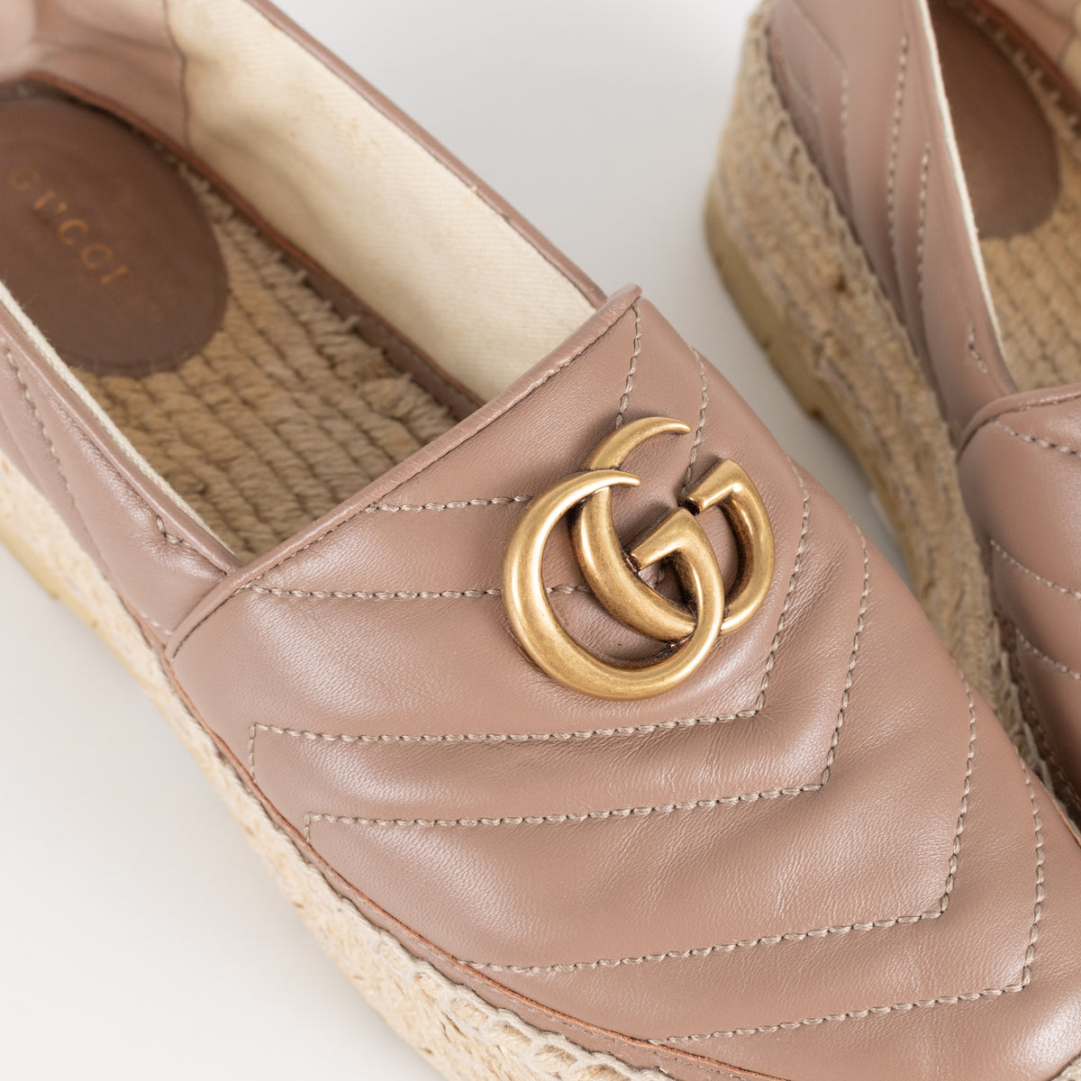 Gucci Beige Marmont Platform Espadrille
