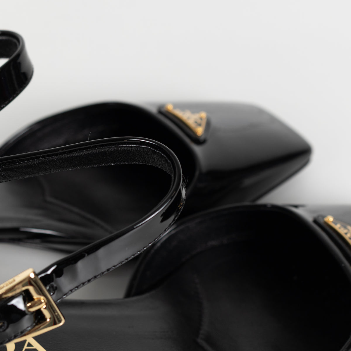 Prada Black Patent Leather Square Toe Pumps
