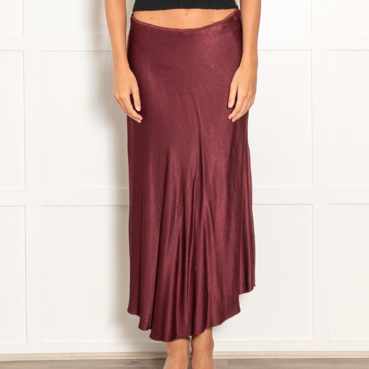 Samsoe Samsoe Burgundy Satin Midi Skirt